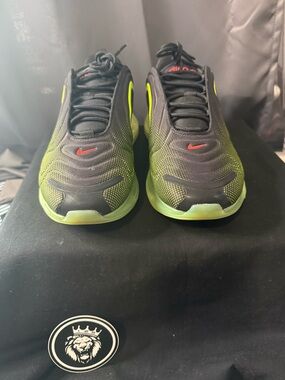 Nike Black Sneakers with Neon Green and Red Accents
